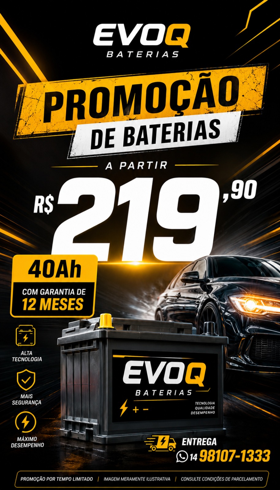 Promoção EVOQ Baterias